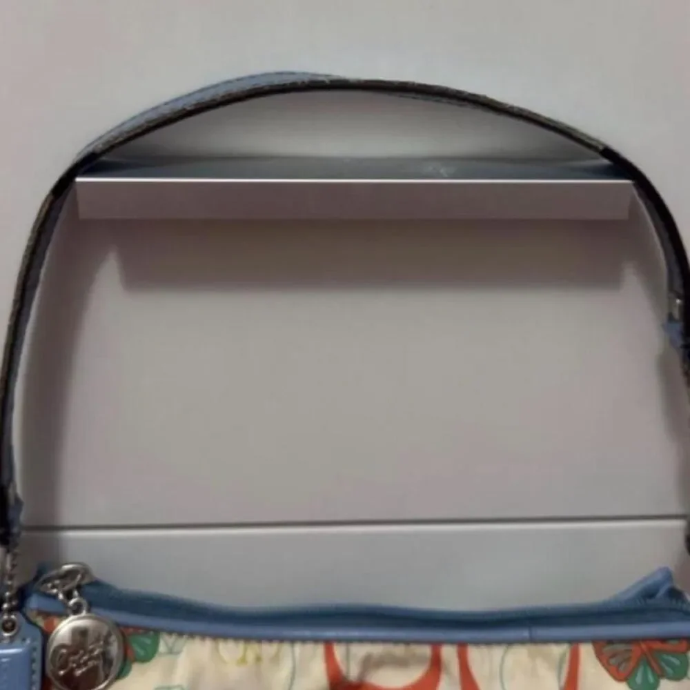 2 Piece Bundle Coach Scribble Multi-Color Monogram Demi Bag & Pouch Set 🦋🩵